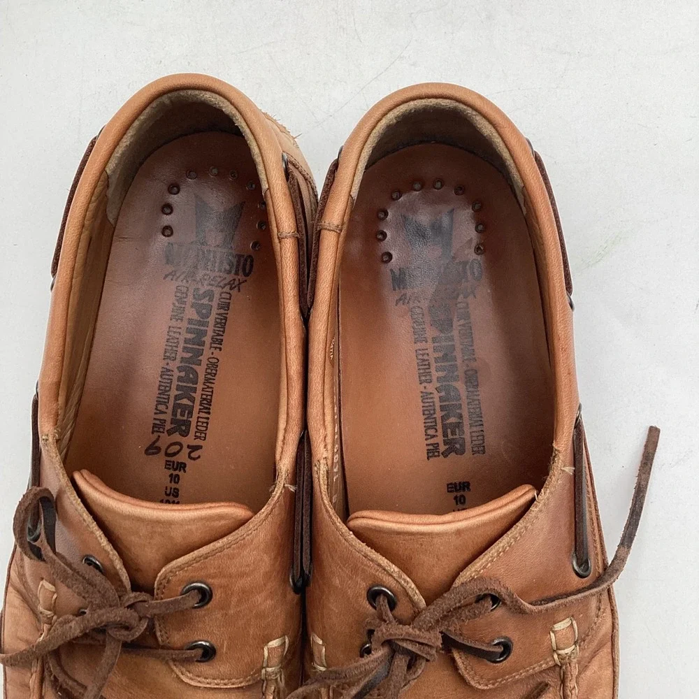 Mephisto Spinnaker Mens Tan Leather Boat Shoes‎ Deck Shoes Size 10.5 US 10 EUR